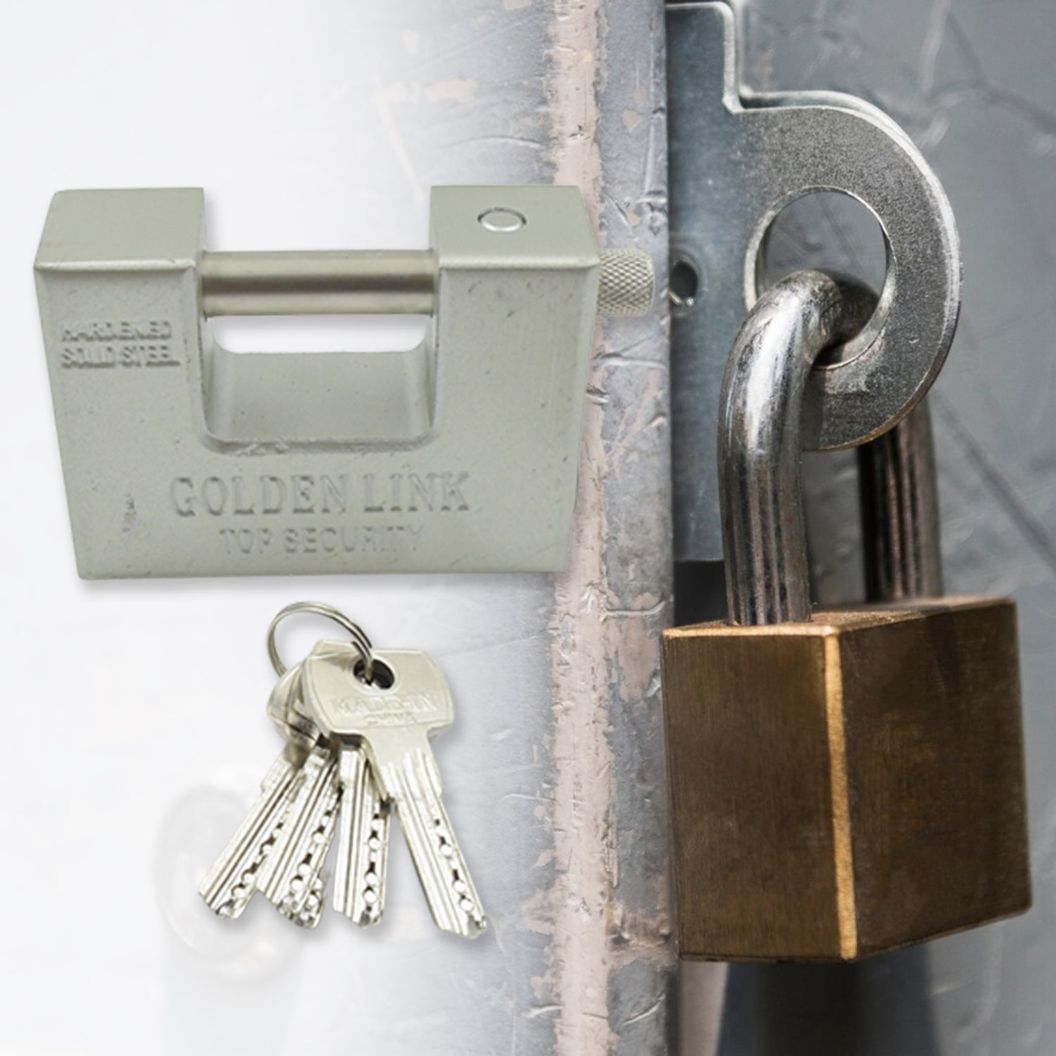 9323 Stainless Steel Padlock | Rectangular Shape | Hardened Steel | High Resistance With 5 Keys, Door Lock for Home Dormitory, Waterproof Antirust Anti-theft Padlocks Outdoor Gate Shed Locks Warehouse Big Door Drawer Lock (94 MM) 9323 Stainless Steel Padlock | Rectangular Shape | Hardened Steel | High Resistance With 5 Keys, Door Lock for Home Dormitory, Waterproof Antirust Anti-theft Padlocks Outdoor Gate Shed Locks Warehouse Big Door Drawer Lock (94 MM)